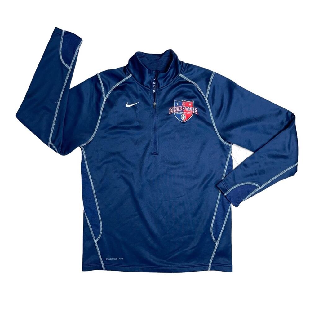 NIKE THERMA-FIT Blue ‘Dixie State’ Long Sleeve Pullover Shirt Men’s Size Medium